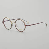 Round Titanium Glasses LE5201_Red - Gold