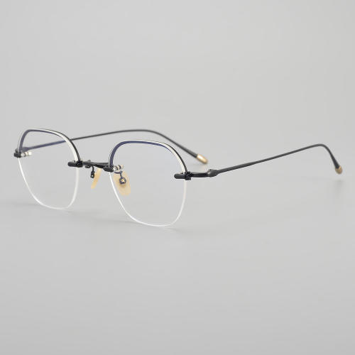 Half Rim Titanium Glasses LE5215_Black