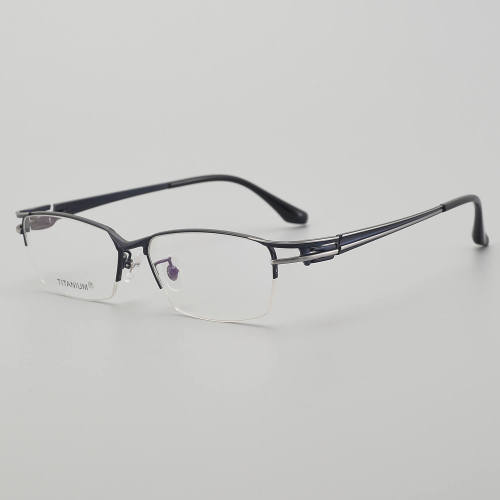 Half Rim Titanium Glasses LE5200_Blue - Silver
