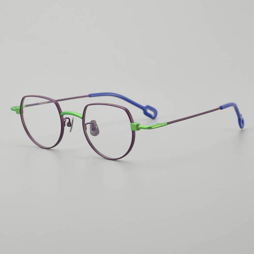 Geometric Titanium Glasses LE5238_Purple - Green