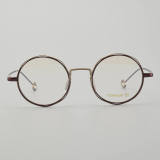 Round Titanium Glasses LE5201_Red - Gold Front View