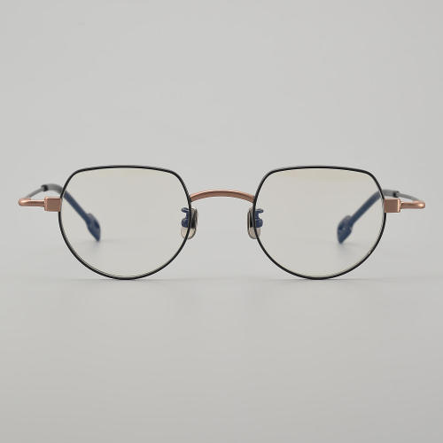 Geometric Titanium Glasses LE5238_Black - Rose Gold