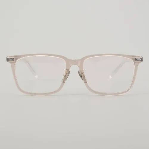 Rectangle Acetate & Titanium Glasses LE5185_Brown - Silver