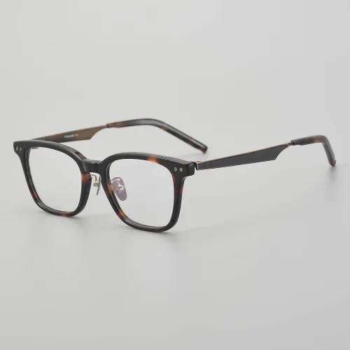 Square Acetate & Titanium Glasses LE5212_Tortoise