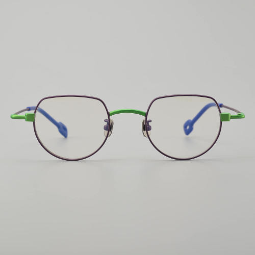 Geometric Titanium Glasses LE5238_Purple - Green