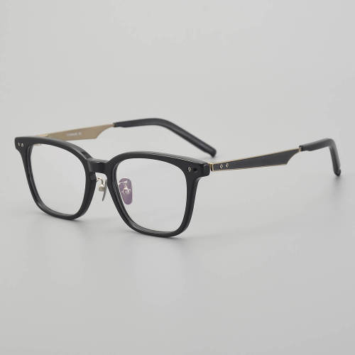 Square Acetate & Titanium Glasses LE5212_Black