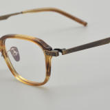 Square Acetate & Titanium Glasses LE5217_Amber - Bronze