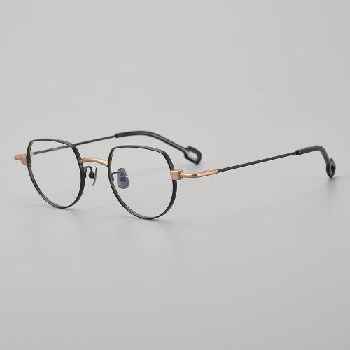 Geometric Titanium Glasses LE5238_Black - Rose Gold