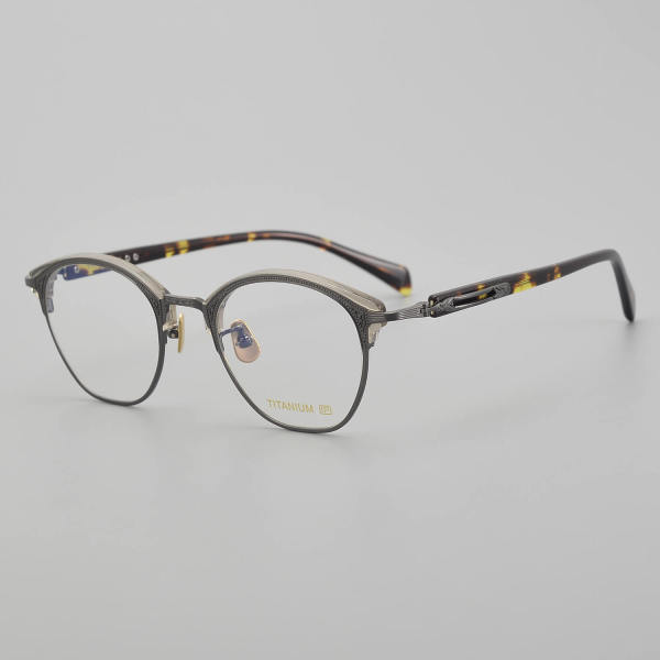 Browline Titanium Glasses LE5194_Gunmetal - Clear