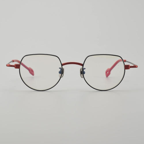 Geometric Titanium Glasses LE5238_Black - Red