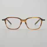 Square Acetate & Titanium Glasses LE5217_Amber - Bronze Front View