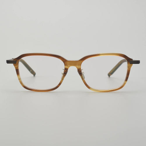 Square Acetate & Titanium Glasses LE5217_Amber - Bronze