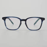 Square Acetate & Titanium Glasses LE5212_Blue Front View