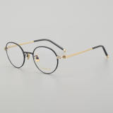 Round Titanium Glasses LE5240_Black - Gold