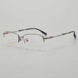 Half Rim Titanium Glasses LE5144_Gunmetal - Silver