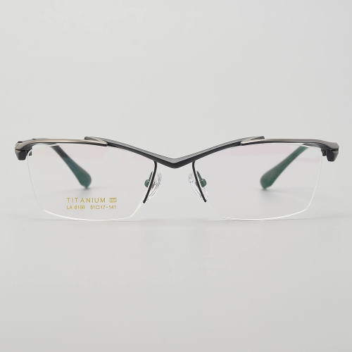 Half Rim Titanium Glasses LE5149_Gunemtal - Black