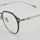 Round Titanium Glasses LE5174_Black - Silver
