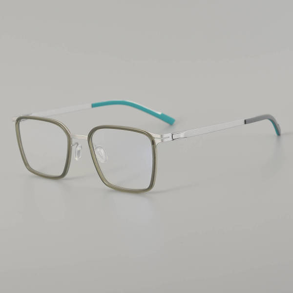 Square Titanium Glasses LE5179_Green - Silver