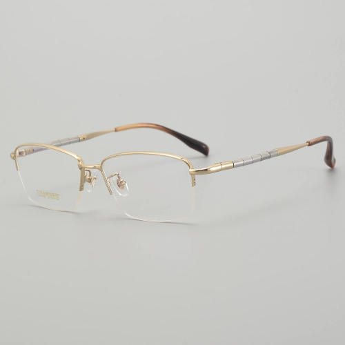 Half Rim Titanium Glasses LE5144_Gold - Silver