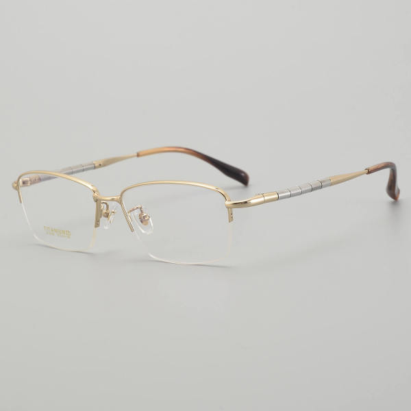 Half Rim Titanium Glasses LE5144_Gold - Silver
