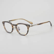 Round Acetate & Titanium Glasses LE5147_Brown