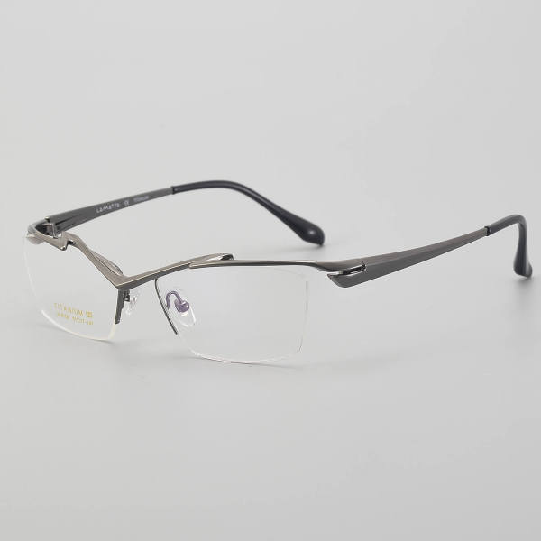Half Rim Titanium Glasses LE5149_Grey - Gunmetal