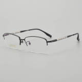 Half Rim Titanium Glasses LE5144_Black - Silver