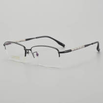 Half Rim Titanium Glasses LE5144_Black - Silver