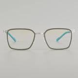 Square Titanium Glasses LE5179_Green - Silver bFront View