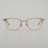 Square Acetate & Titanium Glasses LE5148_Brown - Silver Front View