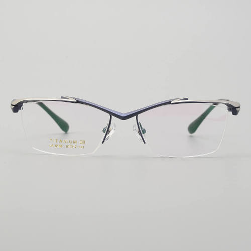 Half Rim Titanium Glasses LE5149_Blue - Silver