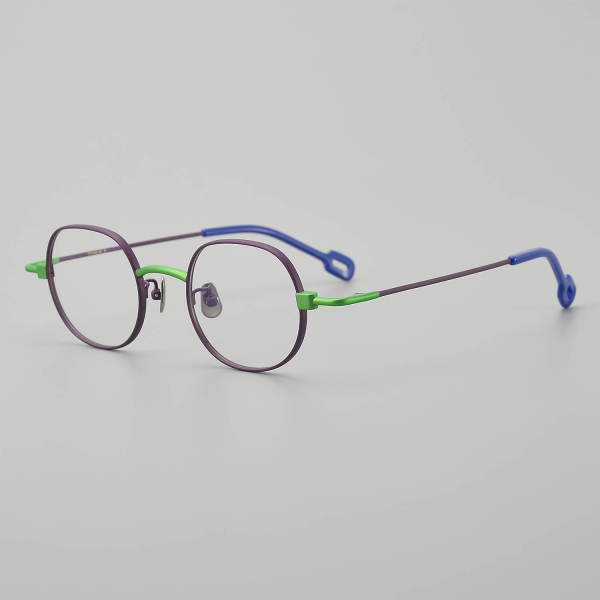 Round Titanium Glasses LE5170_Purple - Green