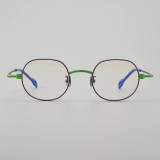 Round Titanium Glasses LE5170_Purple - Green Front View