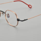 Round Titanium Glasses LE5170_Black - Rose Gold