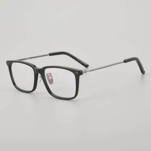 Rectangle Acetate & Titanium Glasses LE5185_Black - Gunmetal