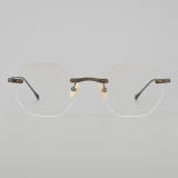 Rimless Titanium Glasses LE5142_Bronze Front View