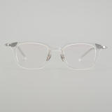 Square Acetate & Titanium Glasses LE5148_Clear - Silver Front View