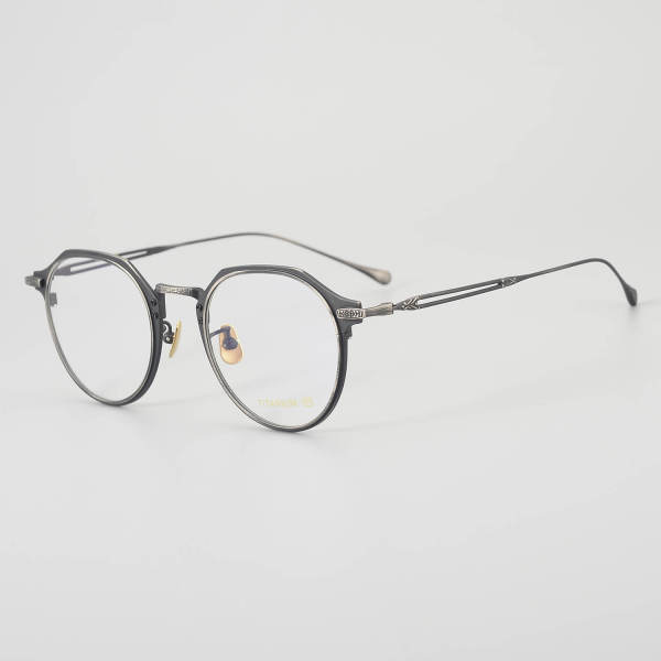 Round Titanium Glasses LE5174_Black - Gunmetal
