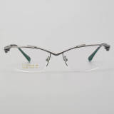 Half Rim Titanium Glasses LE5149_Grey - Gunmetal Front View