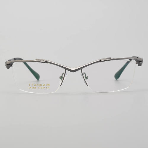 Half Rim Titanium Glasses LE5149_Grey - Gunmetal