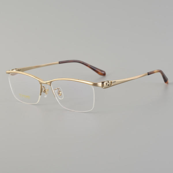 Half Rim Titanium Glasses LE5161_Gold