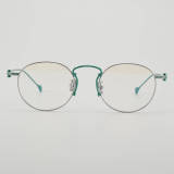 Round Titanium Glasses LE5024_Green - Silver Front View