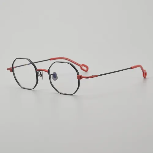 Geometric Titanium Glasses LE5023_Black - Red
