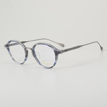 Round Titanium Glasses LE5129_Blue - Gunmetal