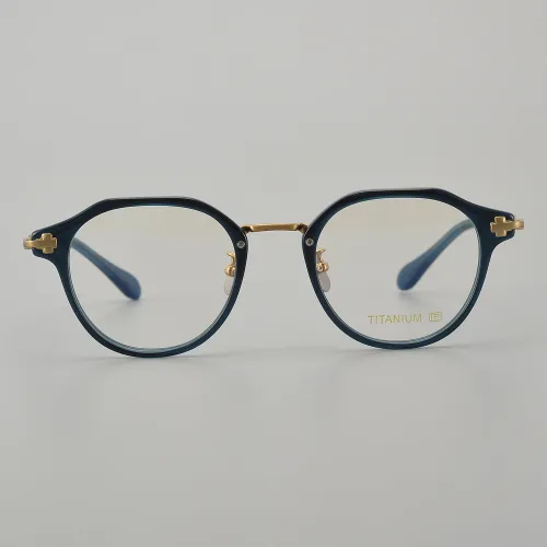 Round Acetate & Titanium Glasses LE5072_Blue