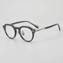 Round Acetate & Titanium Glasses LE5064_Black - Gunmetal