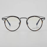 Round Titanium Glasses LE5094_Tortoise - Black Front View