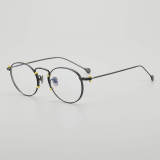 Round Titanium Glasses LE5024_Black - Yellow