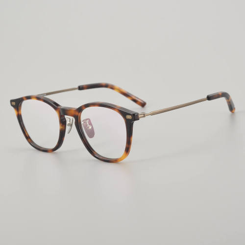 Square Acetate & Titanium Glasses LE5057_Tortoise