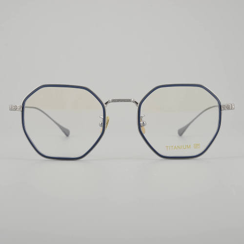 Geometric Titanium Glasses LE5056_Blue - Silver